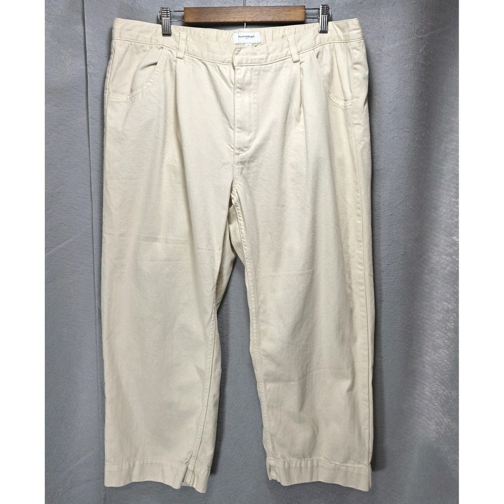 Banana Republic Pleated Pants Womens XL Straight‎ Leg Twill Casual Pockets Creme
